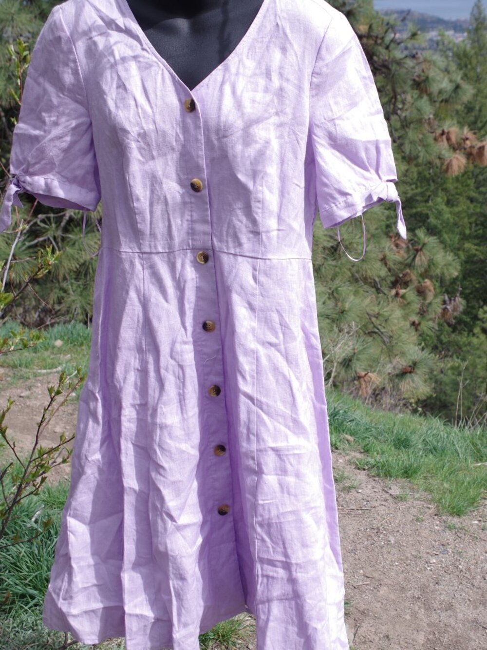 Beautiful Lilac 100% Linen Ladies Summer Dress